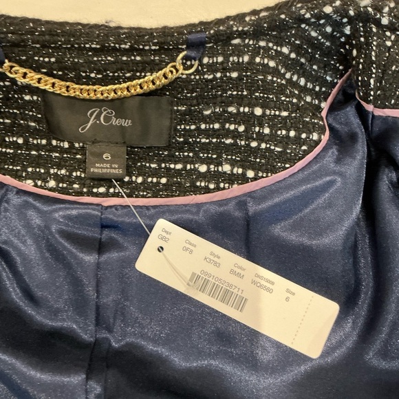 NWT J. Crew Tweed Lurex Lady Day Coat Braided Trim in Black and White Size 6 - Picture 13 of 15